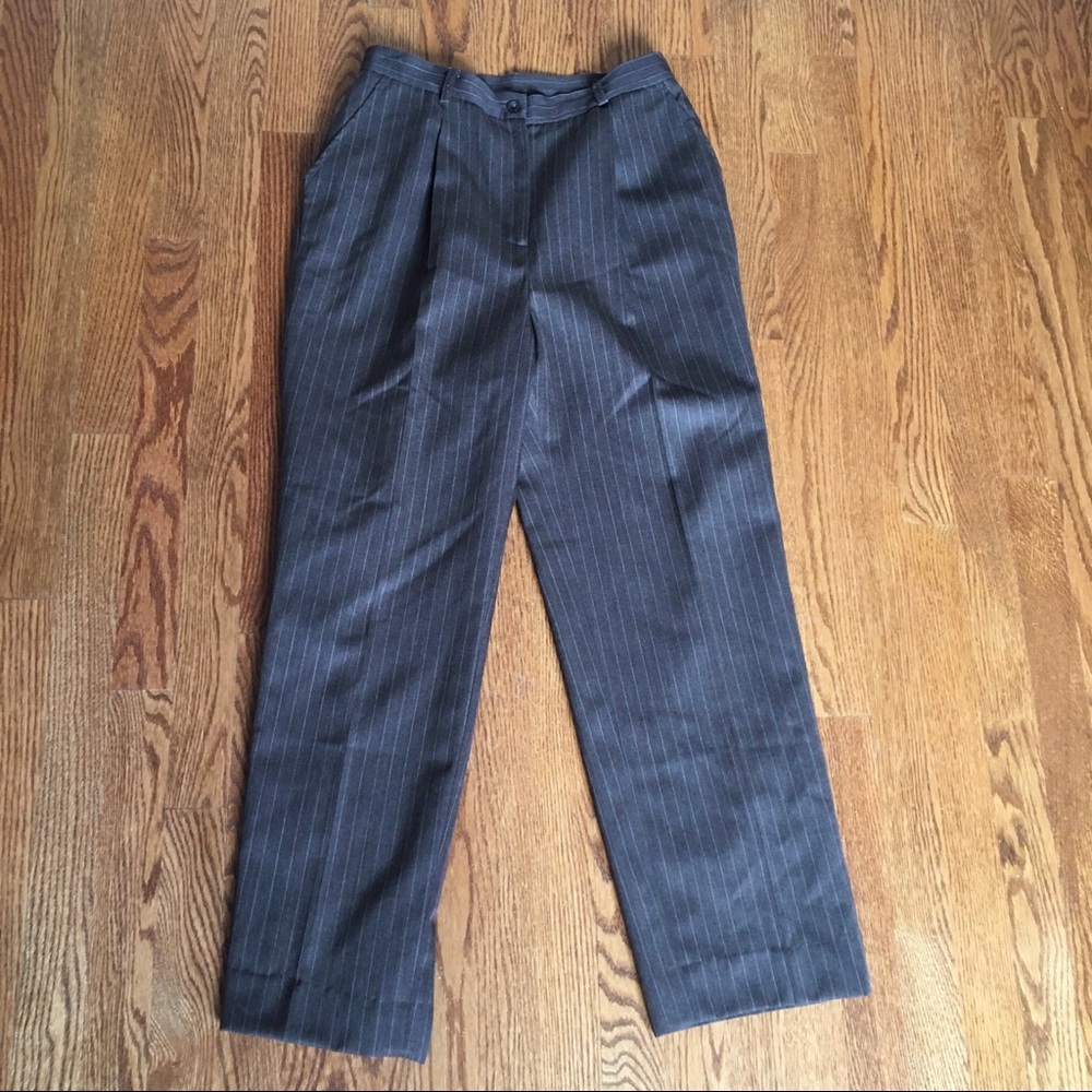 Jones New York Brown Wool Pinstriped Pants